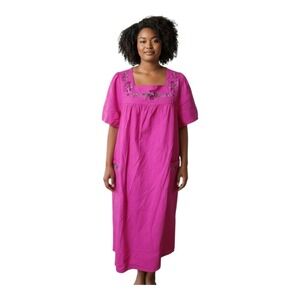 Blair Dress Women's L Square Neck Pockets Cottage Embroidered Cotton House Dress